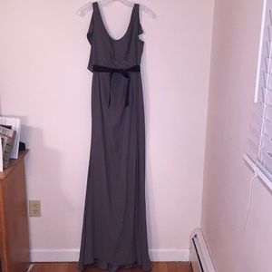 White by Vera Wang gray long bridesmaid dress